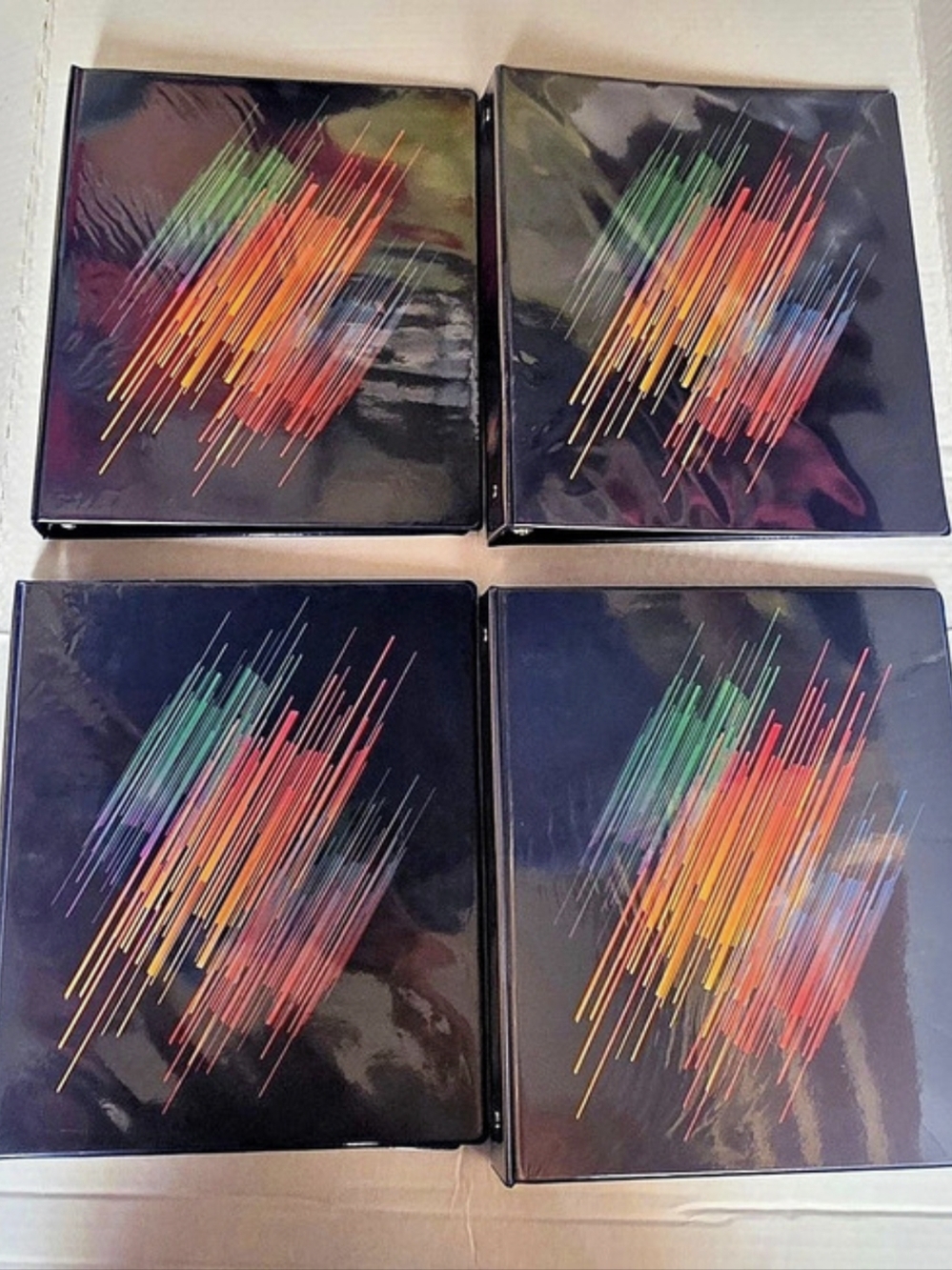 Set of 4 Navy Blue Geometric Binders NWT